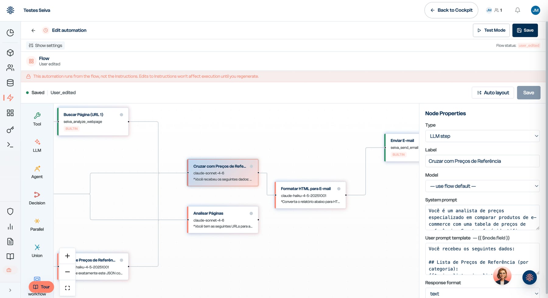 A Mogno workflow canvas with steps and a human approval.